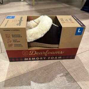 DEARFOAM WOMENS SLIPPERS NEW LARGE 9-10 INDOOR OUTDOOR EASY ON AND OFF